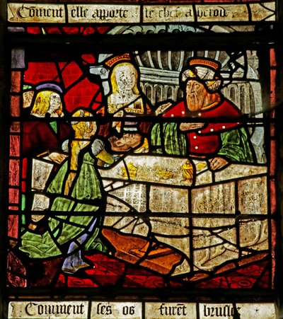 Window depicting Saint John the Baptist and Herod receiving his Head by French School