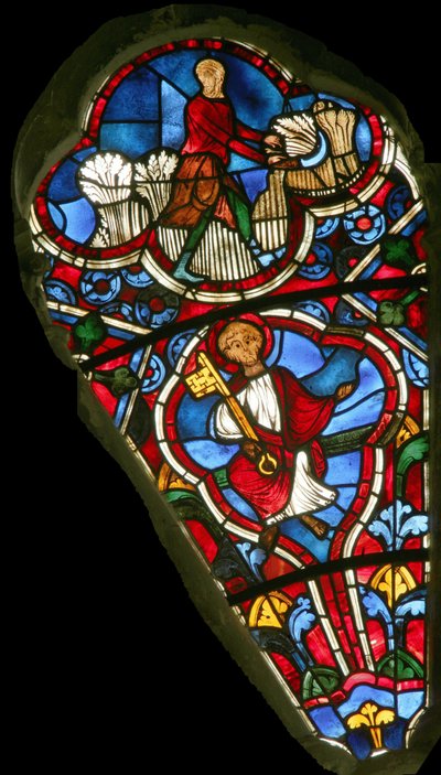 Window depicting St. Peter and the month of July by French School