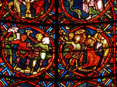 Window depicting St. Stephen being stoned to death by French School