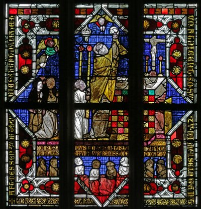 Window Depicting a Priest Elevating the Host and the Souls in Purgatory by French School
