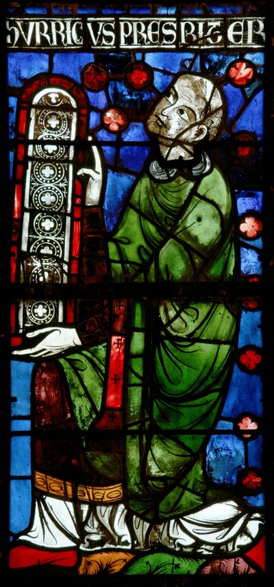 Window depicting a donor giving a window by French School