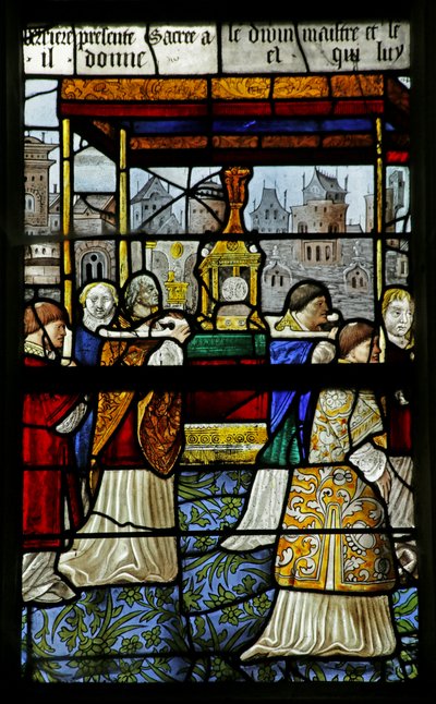 Window depicting a procession of the Holy Sacrament (detail), 1530 by French School