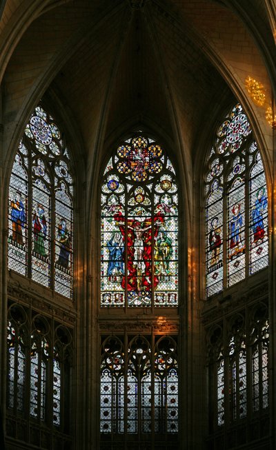 Window depicting a view of the east end of the choir by French School