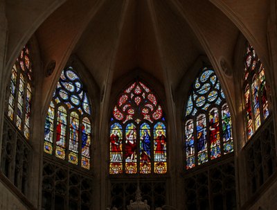 Window depicting a view of the east end of the choir by French School