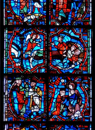 Window Depicting Scenes from the Childhood of Christ, Including the Magi Being Warned in Their Sleep, and the Magi with Virgin and Child by French School