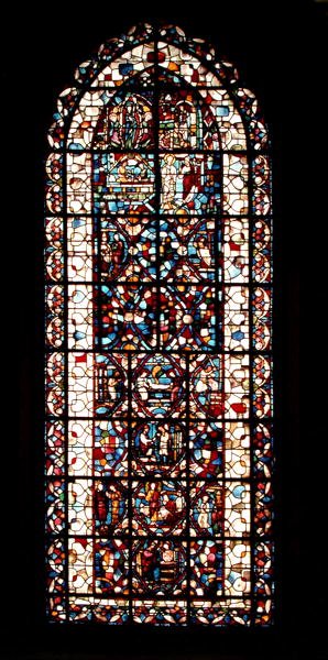 Window depicting scenes from the lives of saints by French School