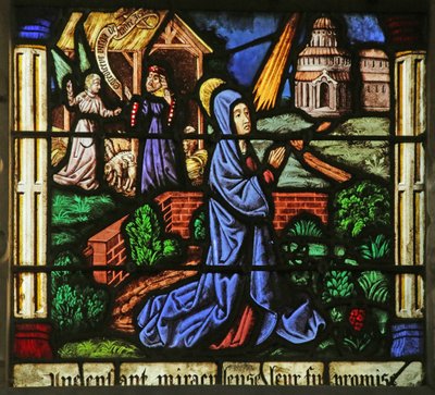 Window Depicting the Annunciations to Anne and Joachim (stained glass) by French School