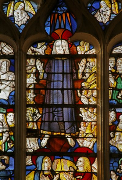 Window depicting the Second Coming of Christ (detail) by French School