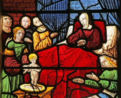 Window Depicting the Birth of Saint Nicholas by French School