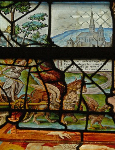 Window in the Charnier Depicting a Detail from the Mystic Wine Press by French School