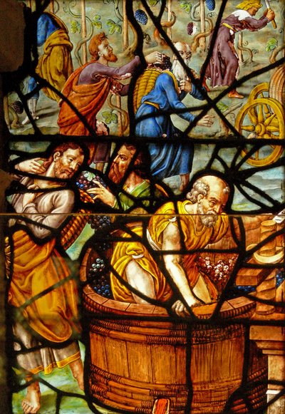 Window in the Charnier Depicting a Detail from the Mystic Wine Press by French School