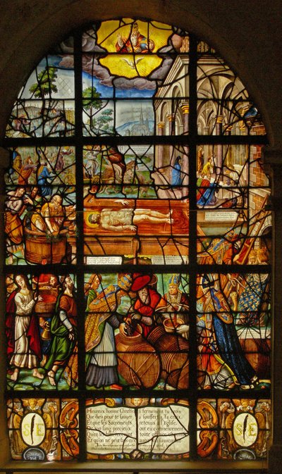 Window in the Charnier Depicting the Mystic Wine Press by French School