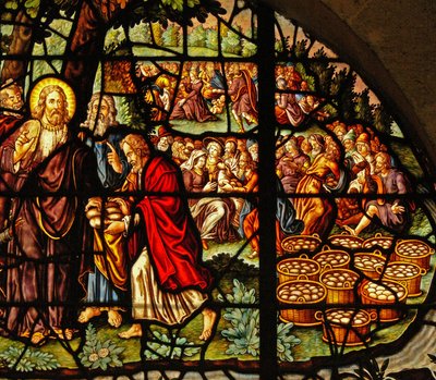 Window in the Charnier Depicting the Feeding of the 5000 by French School