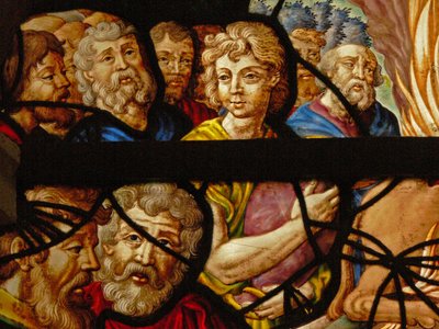 Window in the Charnier depicting a detail from Elijah