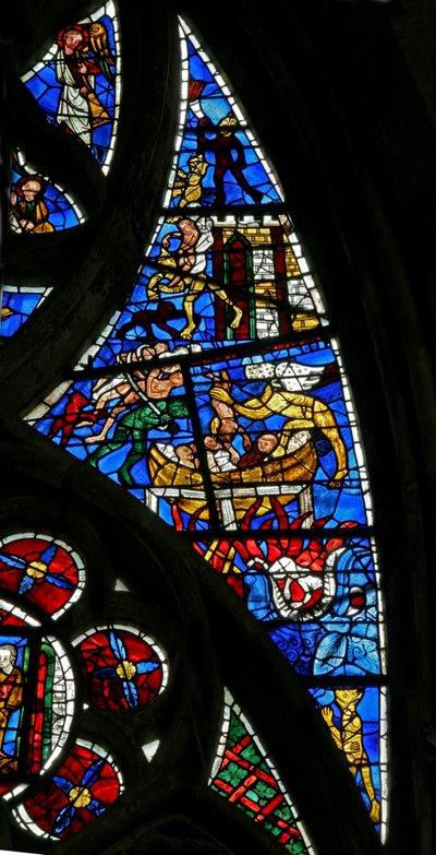 Window depicting scenes from the Last Judgement by French School
