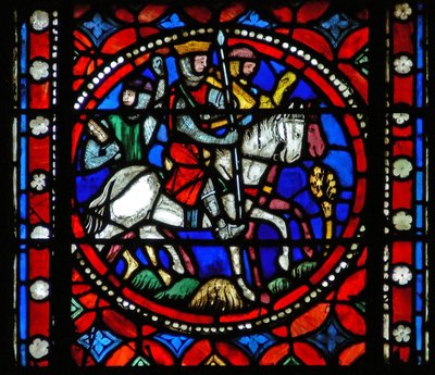 Window s1-R depicting a scene from St Bonnet