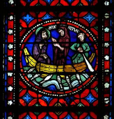 Window s1-R depicting a scene from St Bonnet