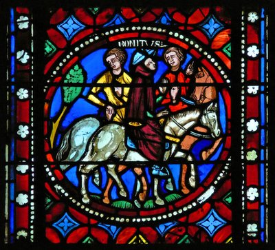 Window s1-R depicting a scene from St Bonnet
