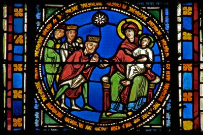 Window s2-C depicting the Adoration of the Magi by French School