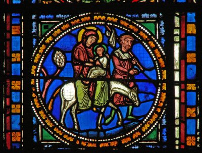 Window s2-C depicting the Flight into Egypt by French School