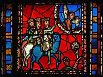 Window s2-C depicting the Magi travelling, following an angel by French School