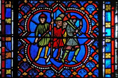 Window s2-L depicting people about to arrest Christ in Gethsemane by French School