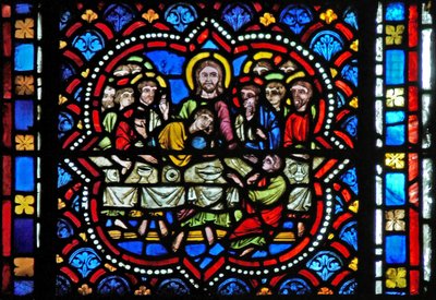 Window s2-L depicting the Last Supper by French School