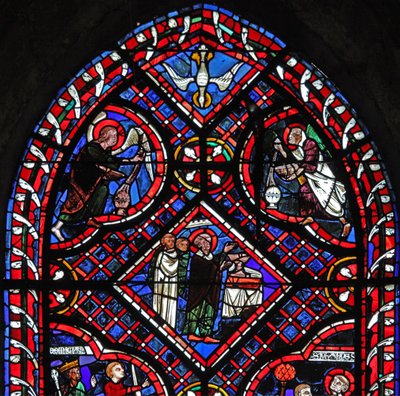 Window depicting the Mass of St John by French School