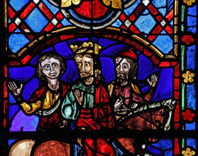 Window depicting medieval faces by French School
