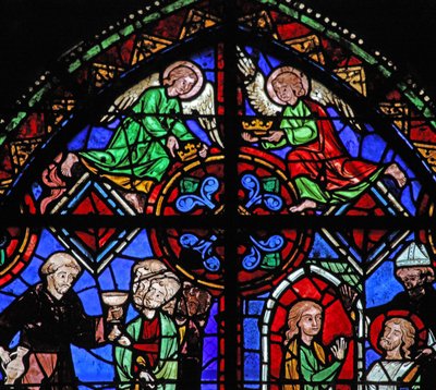 Window depicting angels at the top of the St Brioude window by French School