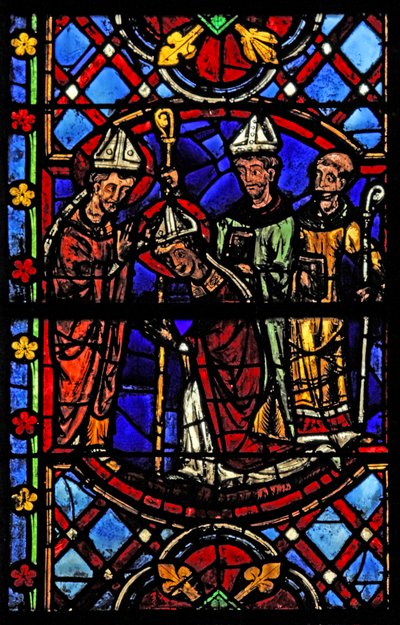 Window depicting St Martin with bishops and clerics by French School
