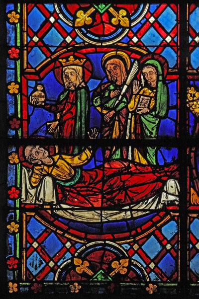 Window depicting St Martin with the Virgin Mary, St Agnes and St Thecla by French School