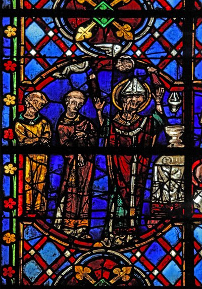 Window depicting the Mass of St Martin by French School