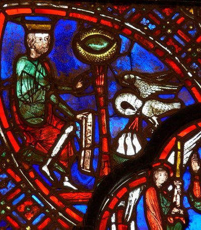 Window depicting David and the Pelican by French School