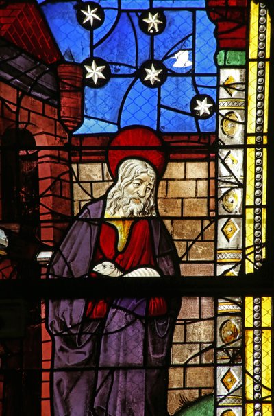 Window depicting Joachim with one of his sheep by French School