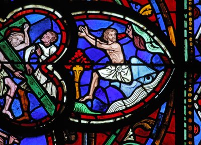 Window depicting Jonah and the whale by French School