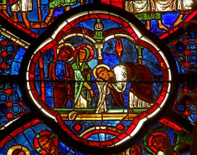 Window depicting St Peter, St James and St John at the Sepulchre of the Resurrection by French School