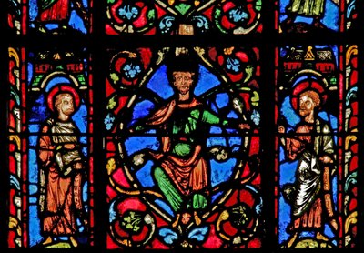 King and Two Prophets on the Tree of Jesse (Window W0) by French School