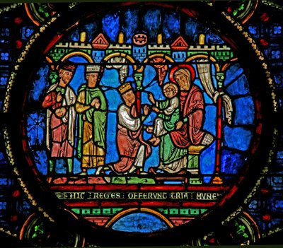 Window w0 depicting the Adoration of the Magi by French School