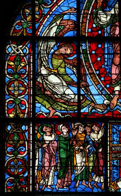 Window depicting the Apostles and the Virgin Mary at the Ascension by French School