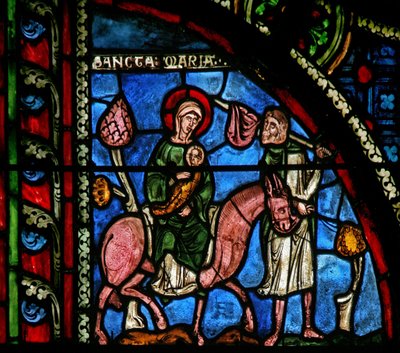 Window w0 depicting the Flight into Egypt by French School