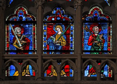 Window depicting St Paul, St Jude and St Peter by French School