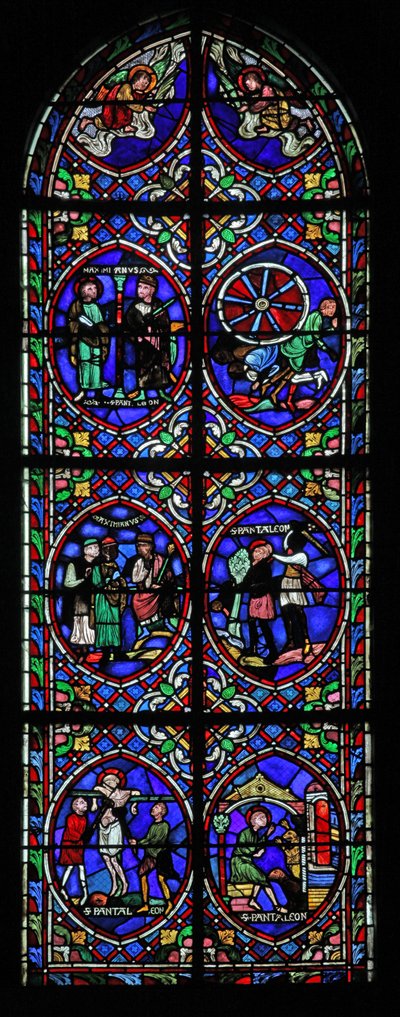 Window w.101 depicting scenes from the life of St Pantaleon by French School