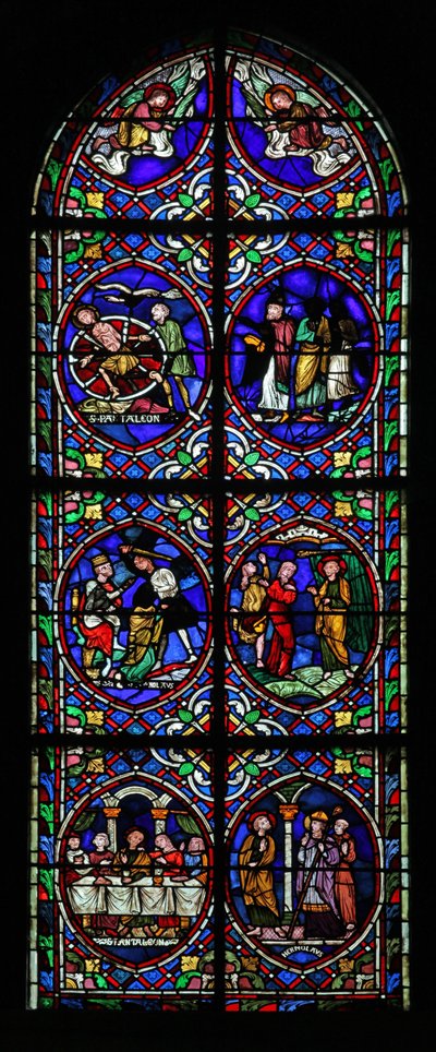 Window w.102 depicting scenes from the life of St Pantaleon by French School