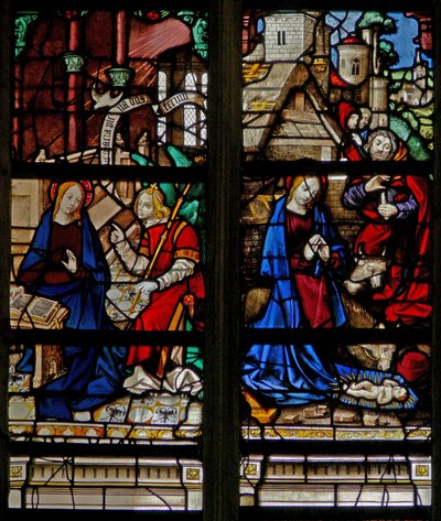 Window depicting the Annunciation and the Nativity by French School