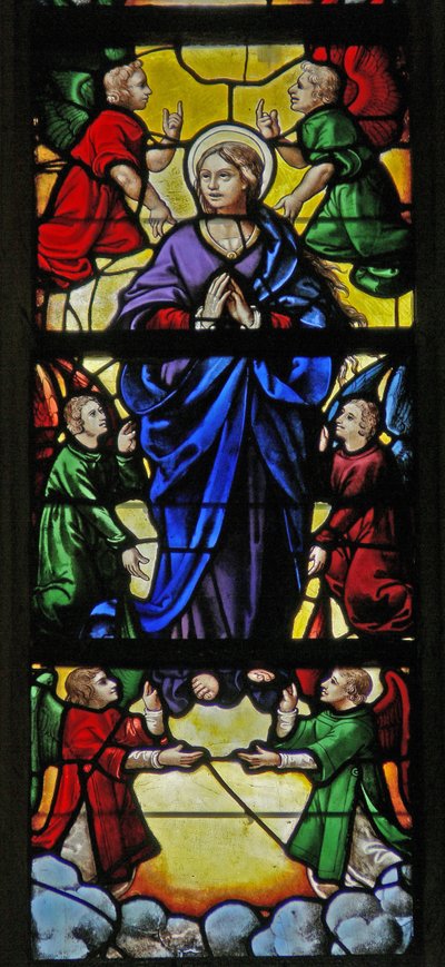 Window depicting the Assumption of the Virgin Mary by French School
