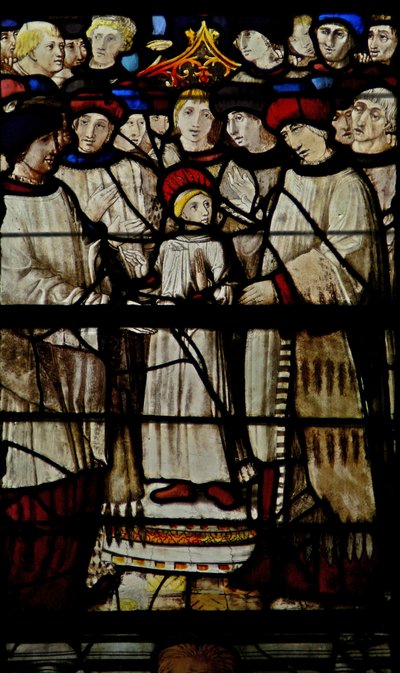 Window depicting St Claude enters religious life by French School