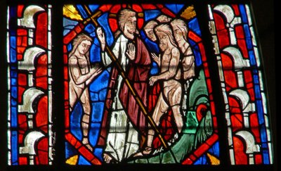 Window depicting the Harrowing of Hell; Mouth of hell by French School