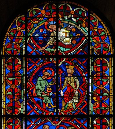 Window w107b depicting St Eloi before a king by French School