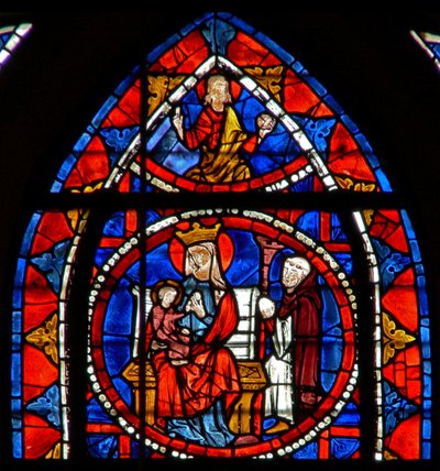 Window depicting the Donor kneels before the Virgin and Child: Christ in Glory by French School